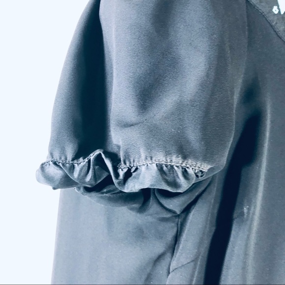 Tory Burch Silk Embroidered Puff Short Sleeves Sheath Black Lined Dress Size 14 - Picture 15 of 16